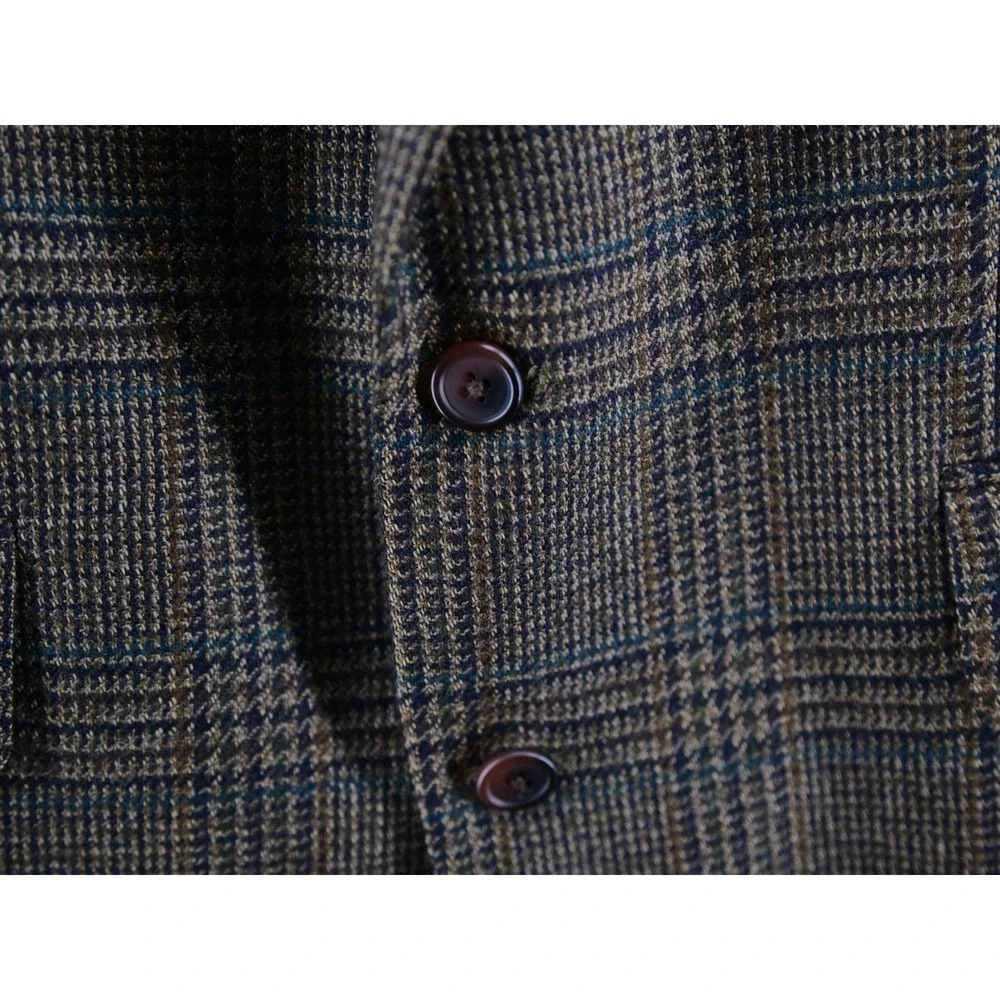 Chaps Ralph Lauren Mens Wool Blazer Brown 42R Sport Coat Plaid Vintage